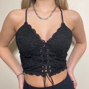 AMAZON black lace corset crop tank top
